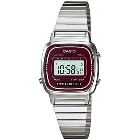- LA670WA-4 Women's Metal Band Countdown Timer Alarm LCD Digital Watch (Red)