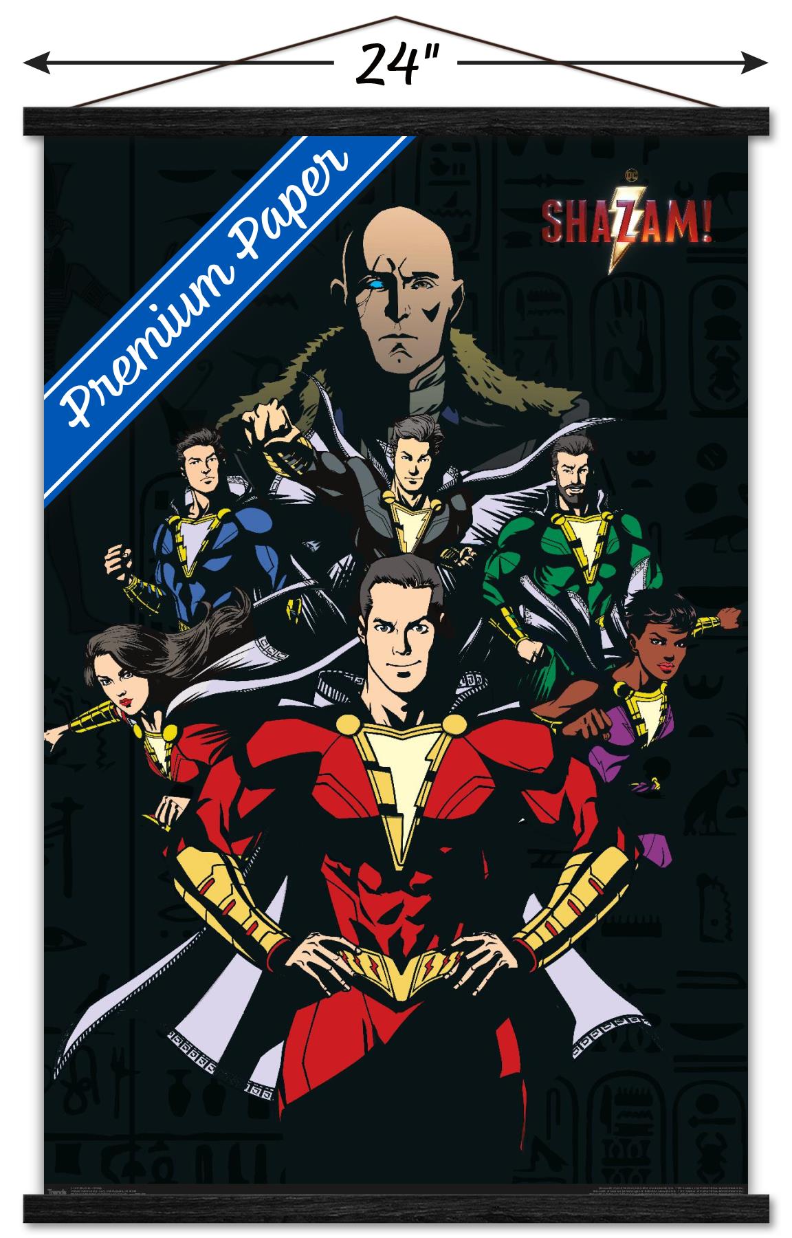 DC Comics Movie - Shazam - Group Wall Poster with Wooden Magnetic Frame, 22.375" x 34"