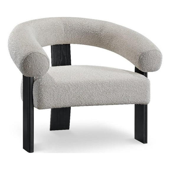 Maklaine Contemporary Cream Finish Boucle Fabric Accent Chair