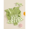 thumbnail image 3 of Suealasg Baby Girls Outfits Newborn Girls Spring Fall 2Pcs Clothes 3 6 9 12 18 Months Infant Girls Long Sleeve Daisy Print Romper Dress + Headband Set, 3 of 7