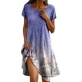thumbnail image 2 of YMNXA Womens Summer Dress Short Sleeve Round Neck Floral Print Comfortable Stylish Loose Fit Dresses For Everyday Wear And Party,Light Purple,Xxxxxl, 2 of 5