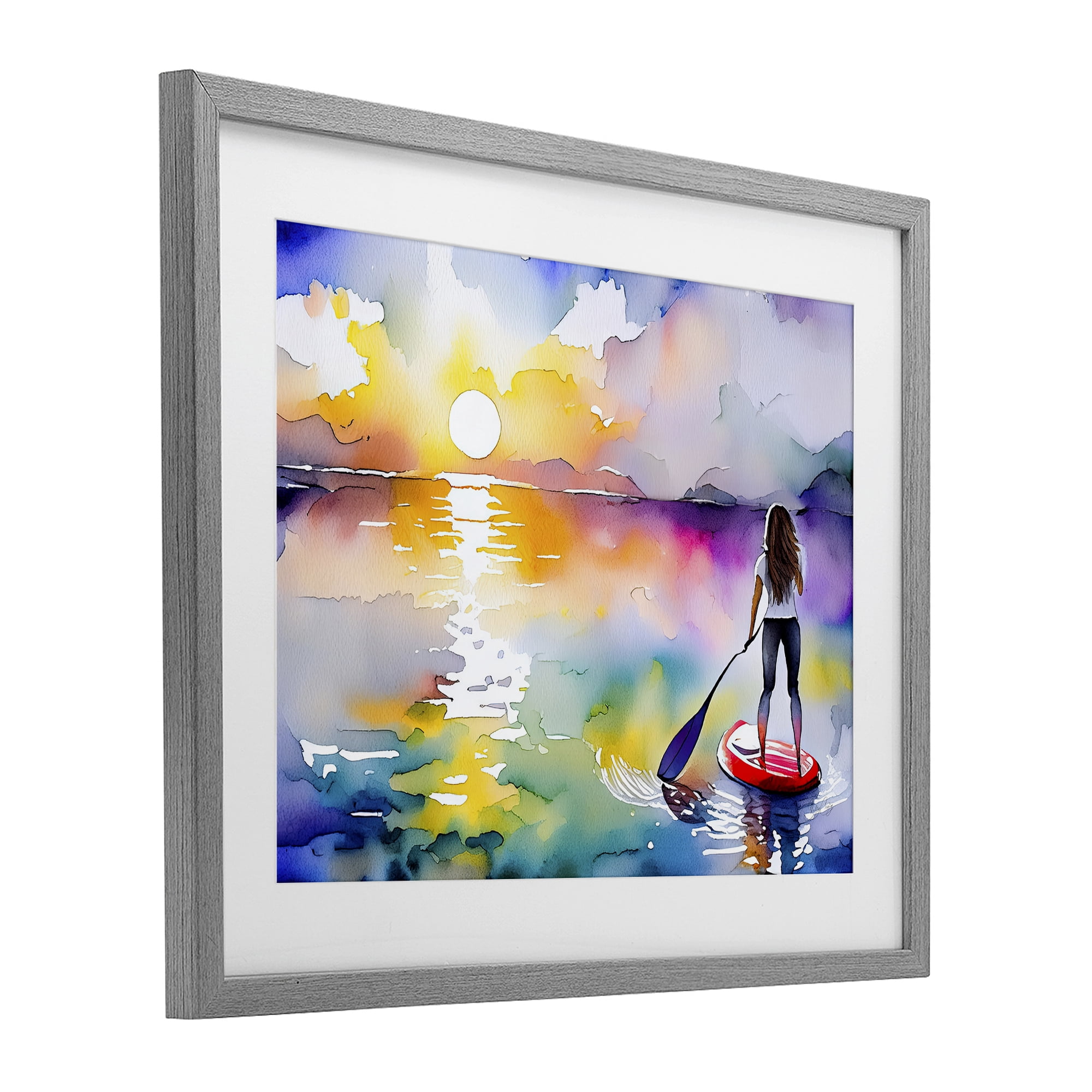 Stupell Industries Sunset Paddle Drift Gray Framed Print Under Glass, design by Shelly Craig