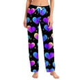 thumbnail image 2 of Valentine Sleep Pants for Women Heart Print Pajama Pants Soft Wide Leg Lounge Wear Comfortable Pajama Bottoms with Drawstring Royal Blue L, 2 of 8