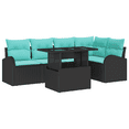 thumbnail image 2 of vidaXL 6 Piece Garden Sofa Set with Cushions Black Poly Rattan, 2 of 5