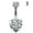 A-3, variant on Belly Bar Navel Piercing Bar Ring Surgical Steel Gold Plated Gem --D-white