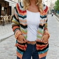thumbnail image 2 of Ashirexll Womens Winter Coats, Womens Fleece Coats, Colorful Striped Casual Lightweight Cardigan Top Sweater Long Sleeve, 2 of 6
