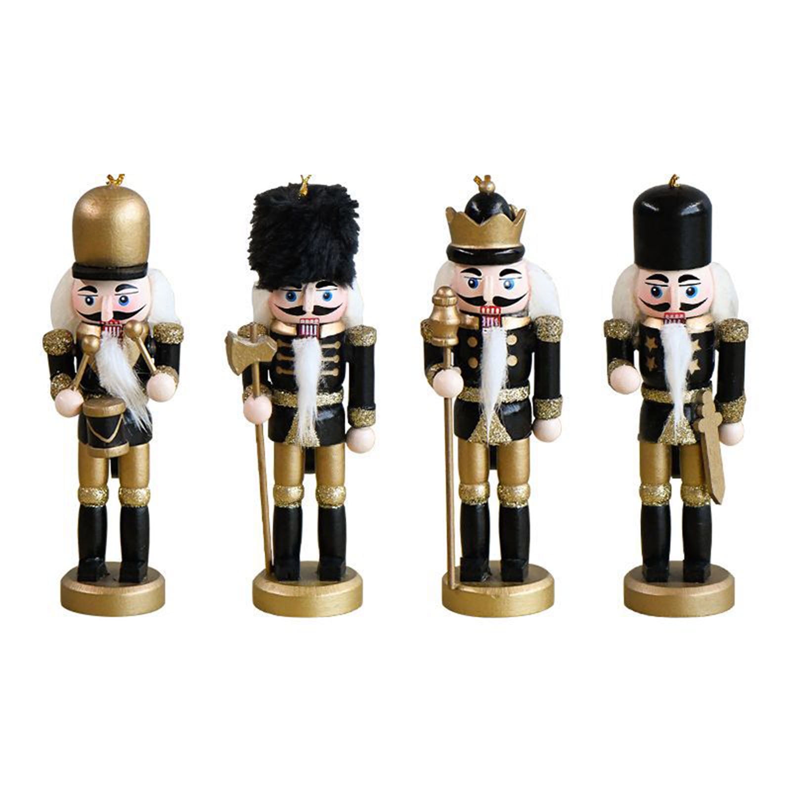 GRJIRAC Nutcracker Hanging Ornament Figures Gold & Black Glittered