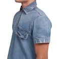 thumbnail image 3 of T-Shirt de Mezclilla MCHK 8014. Diseño con Cierre, Manga Corta, Bolsillo en el Pecho. MCHK  T shirt / Camisa, 3 of 4