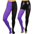 thumbnail image 4 of ToBeInStyle Women's Two Toned Jester Tights w/ Reinforced Toe - Black/Purple - One Size Plus, 4 of 5
