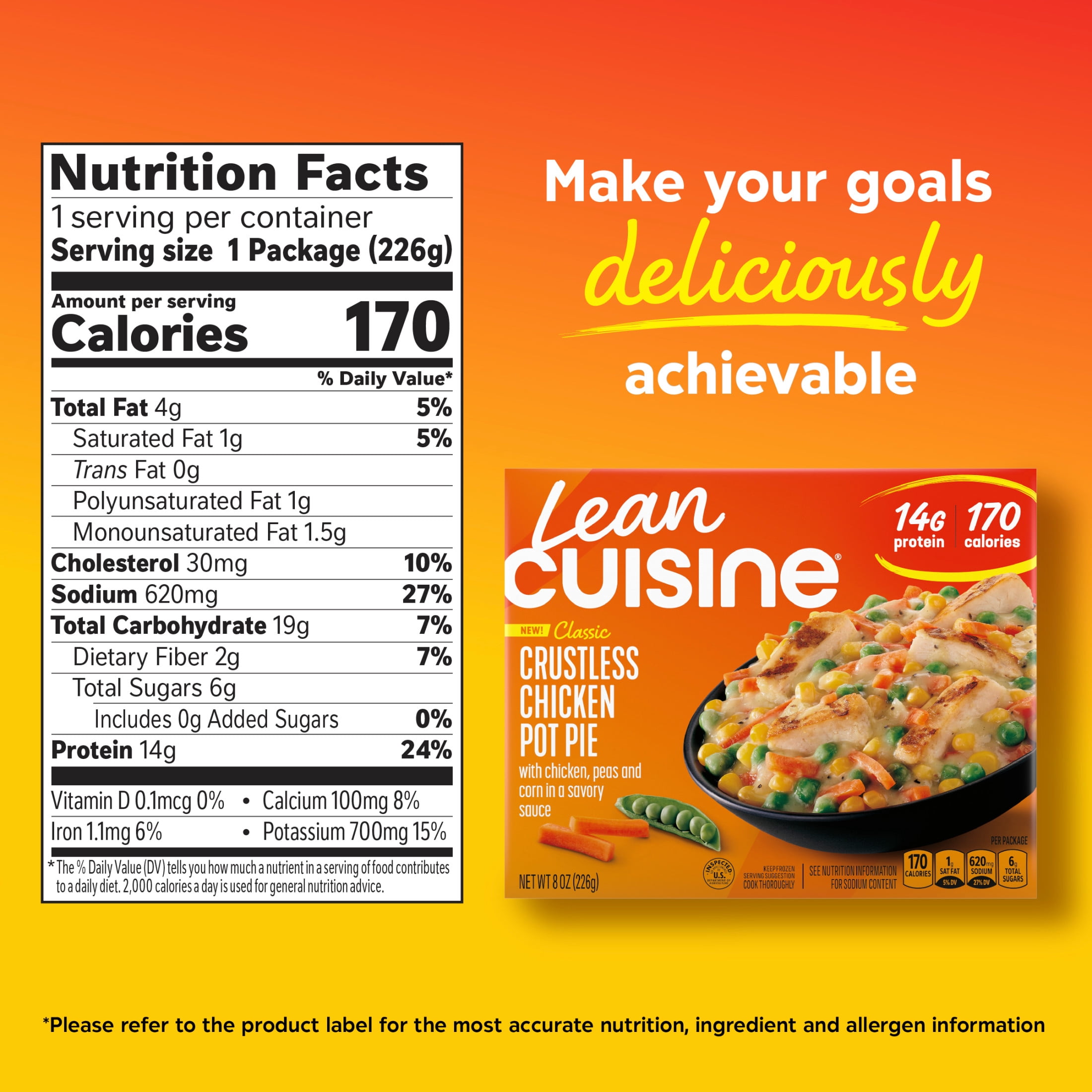 Lean Cuisine Crustless Chicken Pot Pie, Frozen Lunch or Dinner, Frozen Meals 8 oz