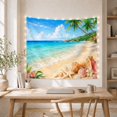 thumbnail image 5 of Palms Over a Tropical Beach with Seashells and Flowers, Serene Coastal for Beach Lovers, Seashell Wall Art, Hostess Gift, Tapestry Wall Hanging for Bedroom and Living Room, 5 of 7