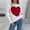 #105-White, variant on Craaazy Womens Sweaters Heart Printed Round-Neck Long Sleeved Blouse Knit Top Gifts