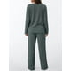thumbnail image 5 of Conjuntos de Dos Piezas para Mujer, Suéter de Cuello Henley de Otoño, Chándal A Juego, Pijamas Cómodos con Bolsillos Verde L, 5 of 7