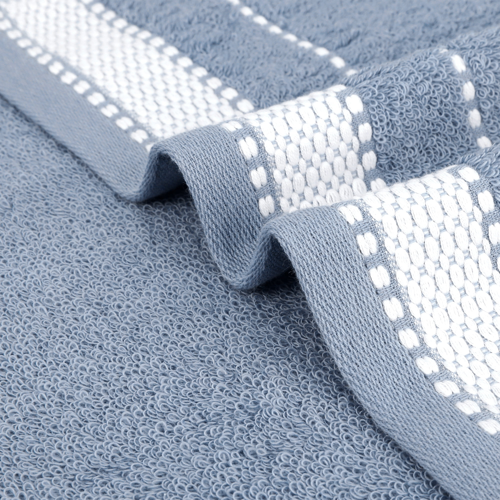 REGALWOVEN Hand Towels for Bathroom Set Cotton Soft Absorbent Decorative Bathroom Towel for Hand Drying and Face Washing Grey 2-Piece
