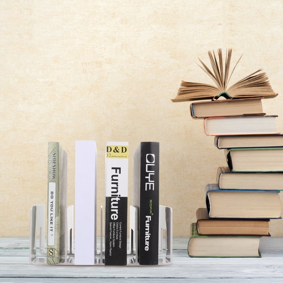LOLIPPYY Grey Acrylic Book Stand - Heavy Duty Bookend for Office, Home, Desk Organization and Display