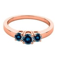 thumbnail image 2 of AoneJewelry 1/2 Carat Natural Blue Diamond Three Stone Ring In 14K Rose, White & Yellow Gold, 2 of 6