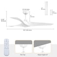 thumbnail image 2 of Dextrus 52" Modern Ceiling Fan with Noise-free DC Motor, 3 Powerful ABS Blades, Remote Control, Ideal for Living Room Bedroom Kitchen Study, Matte White, 2 of 5