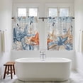 thumbnail image 4 of Blue Coastal Kitchen Curtain for Berdoom Living Room Cafe 45 Inch Length, Summer Beach Starfish Weeping Eucalyptus Vintage Tiers Curtains Light Filtering Drapes Window Treatment 2 Panels 52"Wx45"L, 4 of 8