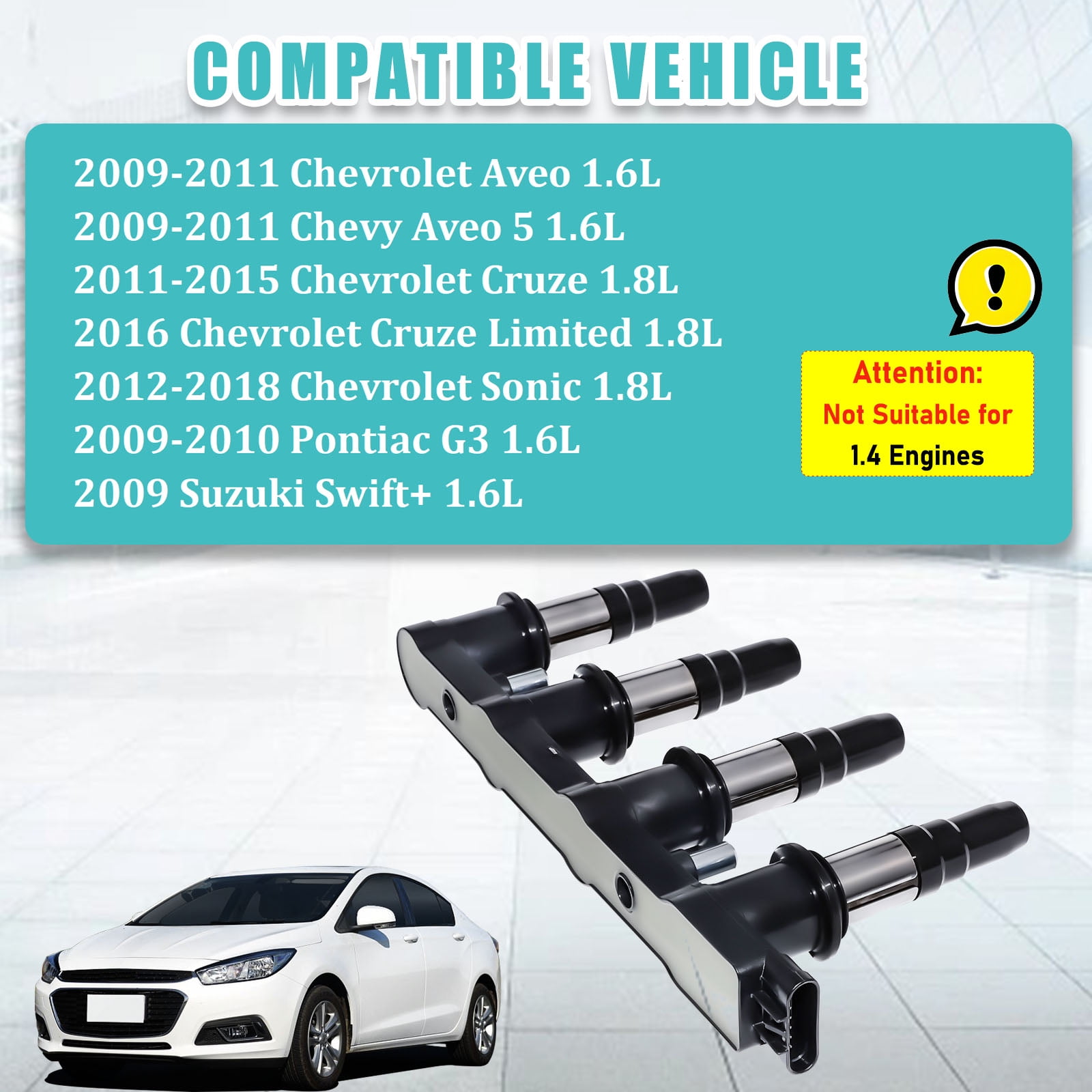 RAWOK UF620 Ignition Coil Pack Fits Chevy Cruze Sonic 1.8L, Replace C1646