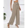 thumbnail image 6 of Chiclily Women's Wide Leg Lounge Pants with Pockets Lightweight High Waisted Adjustable Tie Knot Loose Trousers, US Size Medium in Wheat, 6 of 9