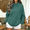 thumbnail image 4 of Mock Neck Sweatshirt for Women Slouchy Preppy Sweat Shirt Womens Clothes Trendy Turtleneck Long Sleeve Lounge Daily Outfit Fall Fashion Must Haves Workout Tops Stretchy Clothes Cute Blackish Green, 4 of 8