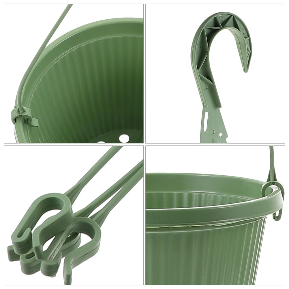 OUNONA 6Pcs Hanging Planters in Green Plastic for Office Living Room and Outdoor Garden