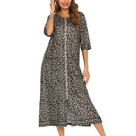 

Women s Zipper Nightdress Casual Loose Nursing Clothes Oversize Pajamas