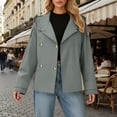 thumbnail image 2 of Bibifish Women's Jackets Solid Color Trench Short High Collar Double Windbreaker Classic Style Comfy Workout Daily Wear Coats, 2 of 6