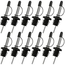 12PCS Liquor Pourers, Stainless Steel Speed Pourers Tapered Spout, Wine Pourers with Hooded Dust Caps, Suitable for About 0.75inch Bottle Mouth