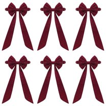 6PC Burgundy Chair Sashes Christmas Red Chair Bows for Chairs 29.5"x19.7" Elastic Burgundy Velvet Sashes Chairs Bows for Christmas Banquet Home Wedding Events Holiday Event Decor Banquets Party