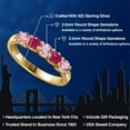 thumbnail image 2 of Gem Stone King 18K Yellow Gold Plated Silver Pink Lab Grown Diamond and Red Ruby Wedding-Bands Ring for Women | 1.04 Cttw | Round 3.5MM | Gemstone April Birthstone | Size 7, 2 of 6