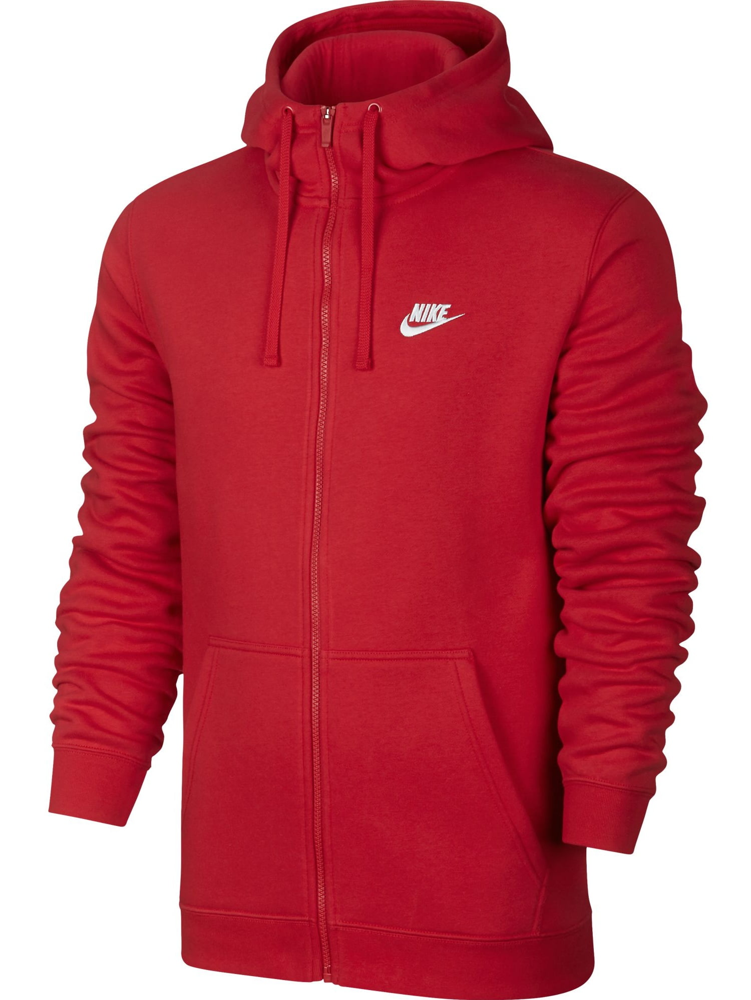 Nike Club Fleece Full Zip Longsleeve Men's Hoodie Red/White 804389-657 ...