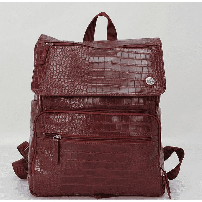 iPack Croc Backpack Diaper Bag with Adjustable Straps and Top Carry Handle,  Maroon 
