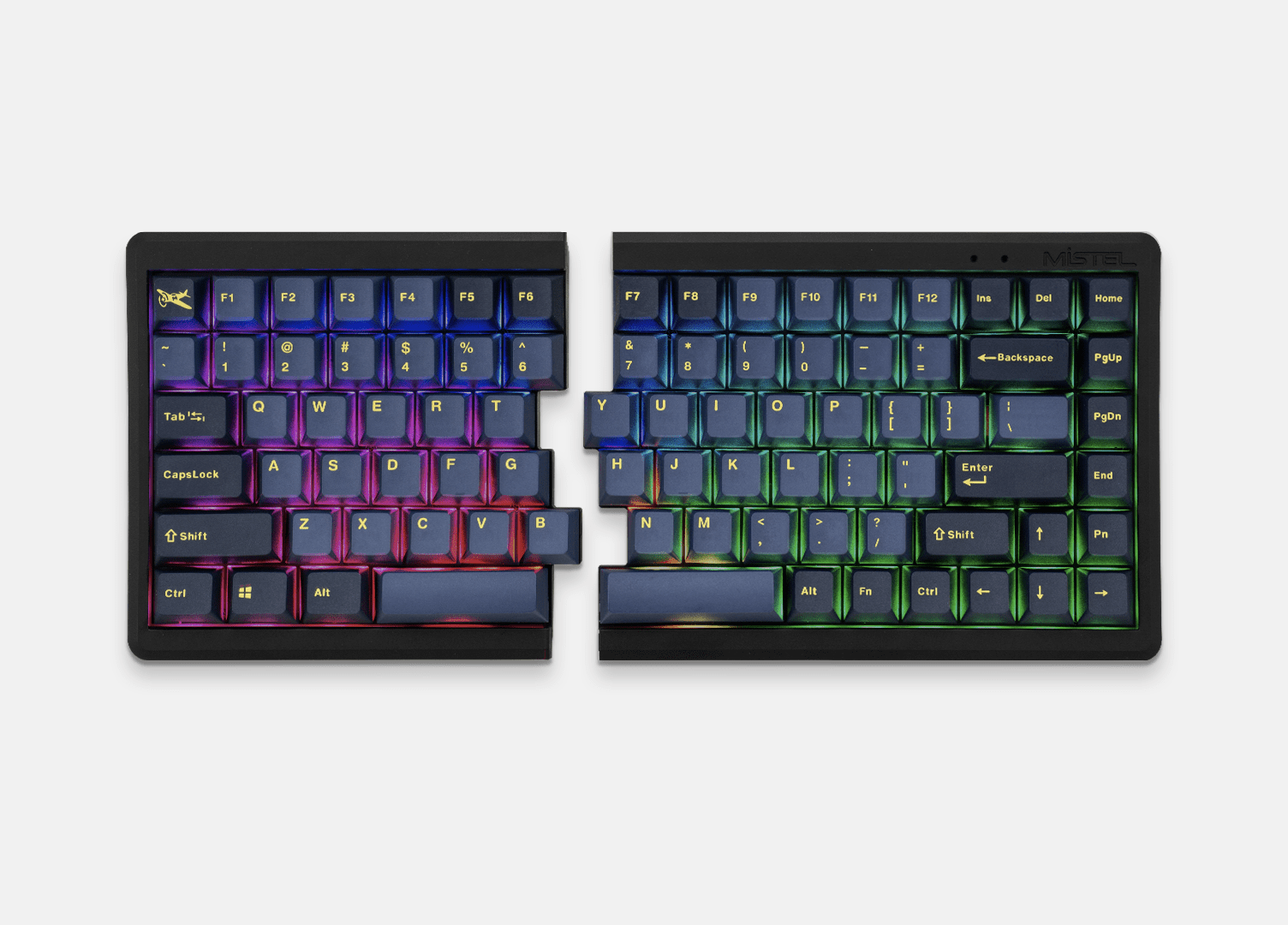 Mistel BAROCCO MD770 RGB Wired + Wireless Bluetooth TKL Split Mechanical  Keyboard with Cherry MX Silver Switch, Ergonomic Gaming Keyboard, Yellow  Letter Glaze Blue PBT DoubleShot Keycap, Macro Support - Walmart.com