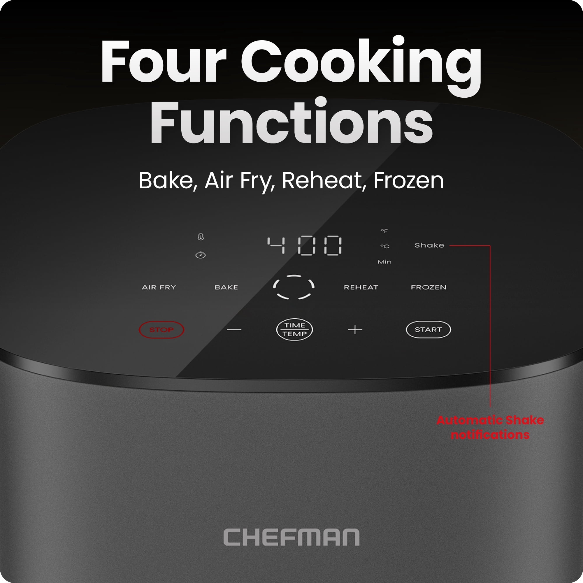 Chefman TurboX 5-Quart Air Fryer, 4 Cooking Functions + Digital Touch Controls - Gray