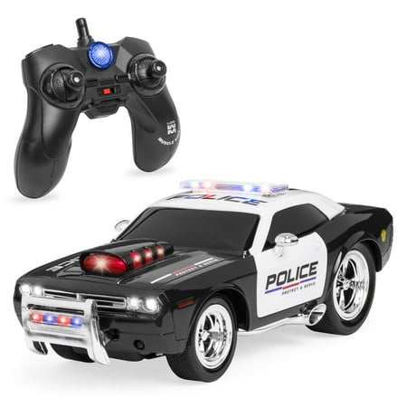 - Best Choice Products 1/14 Scale 2.4G 6-Channel Remote Control RC Police Car w/ Lights and Sounds - Black/White