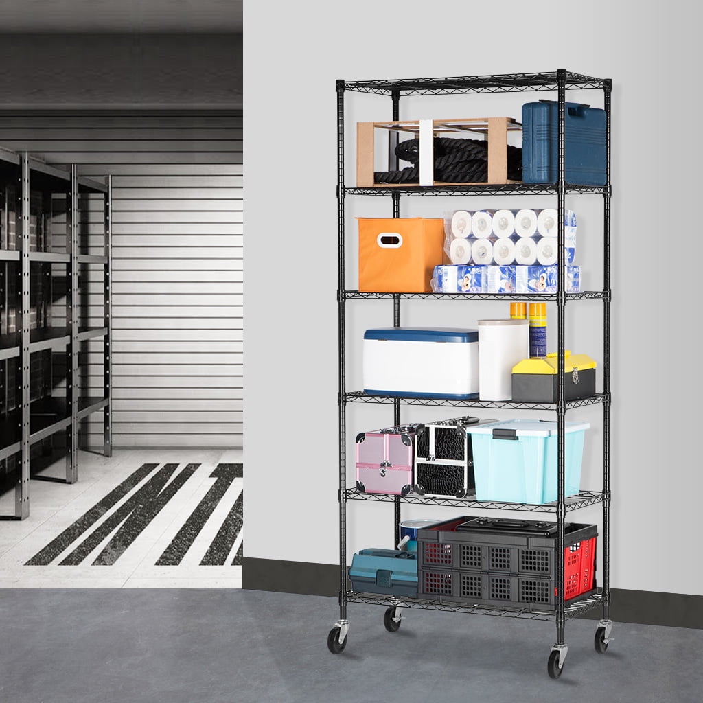 LANGRIA 6 Tier Wire Shelving Garage Shelving Storage Rack Metal Shelves