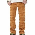 thumbnail image 2 of Honeeladyy Mens Slim Fit Stretch Jeans Ripped Skinny Jeans for Men Distressed Straight Leg Fashion Comfort Flex Waist Pants Hiking Gifts Beige M, 2 of 7