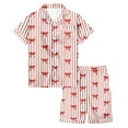 thumbnail image 2 of Toddler Silk Pajamas Kids Valentines Pjs Short Sleeve Bow Print Button Down Sleep Shirt Pajamas 2-3 Years Girls, 2 of 4