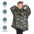 thumbnail image 4 of Bare Homey Kids Size Microplush Wearable Blanket - Side Pockets - Warm - Velvety Soft, Camo - Green, 4 of 8
