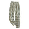 thumbnail image 3 of Women's Elastic Drawstring Waist Loose Wide Leg With Pockets Three Color Plaid Trousers, 3 of 4