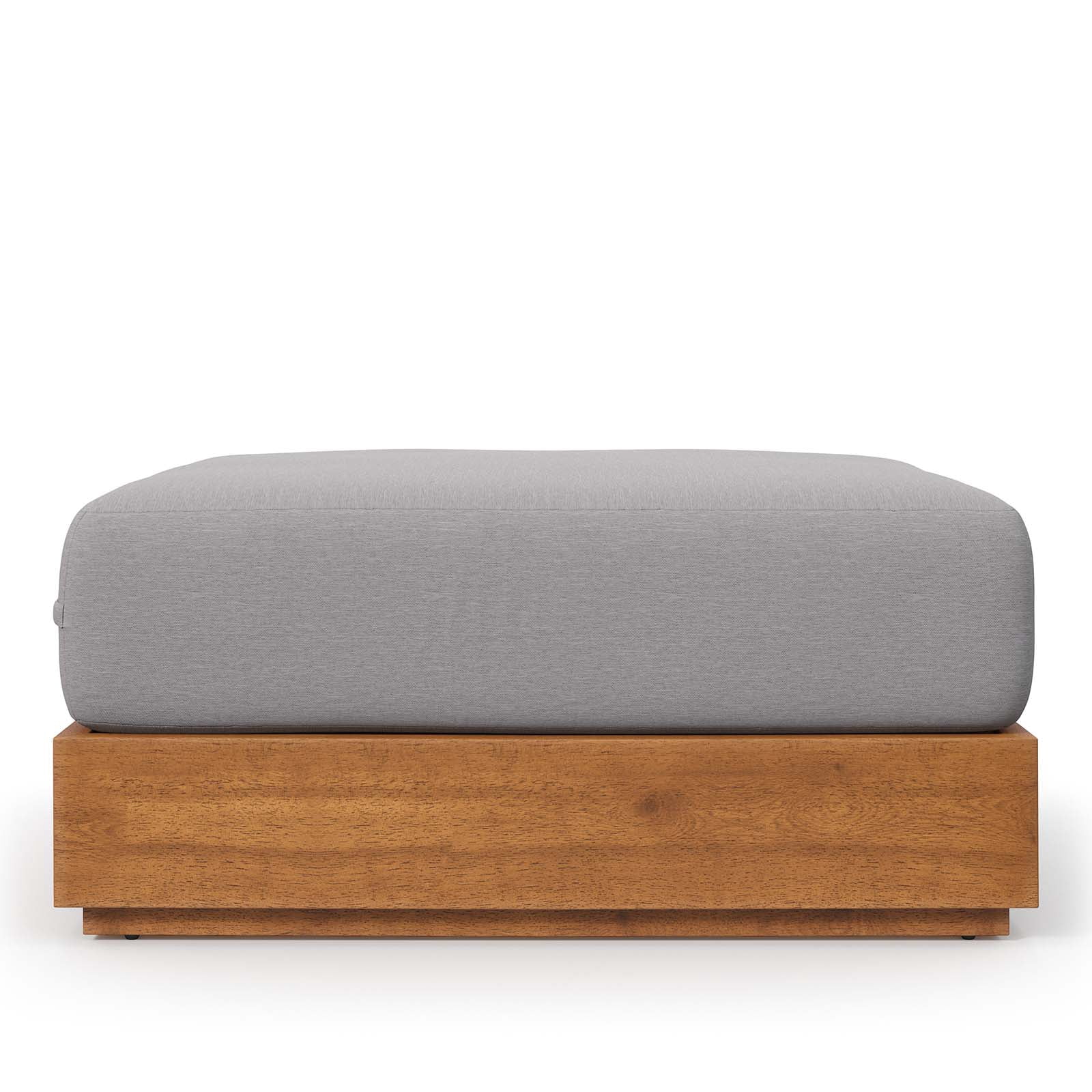 Tahoe Outdoor Patio Acacia Wood Ottoman in Natural Light Gray