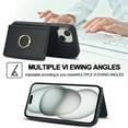 thumbnail image 5 of Wallet Case with Card Holder for iPhone 15, 360° Rotation Ring Kickstand Magnetic Clasp and Durable Shockproof Cover, 5 of 9