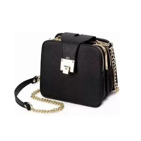 Bolso Bandolera Para Mujer Con Hebilla Metálica Color Negro