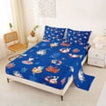 thumbnail image 2 of Feelyou Summer Beach Shark Full Size Sheets for Boys Girls, Kawaii Holiday Coral Ocean Bed Sheets, Navy Blue, 4 Pieces, 2 of 5