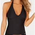 thumbnail image 2 of DKNY SWIM Women's Black Stretch REMOVABLE CUPS Twist Front Halter Tankini Swimsuit Top S, 2 of 3