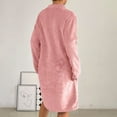 thumbnail image 4 of Arlun Womens Full Zipper Flannel Robes Fuzzy Soft Long Sleeve Loungewear Simple Solid Color Winter Warm Comfortable Sleepwear Casual Loose Knee Length Bathrobe Pink XL, 4 of 8