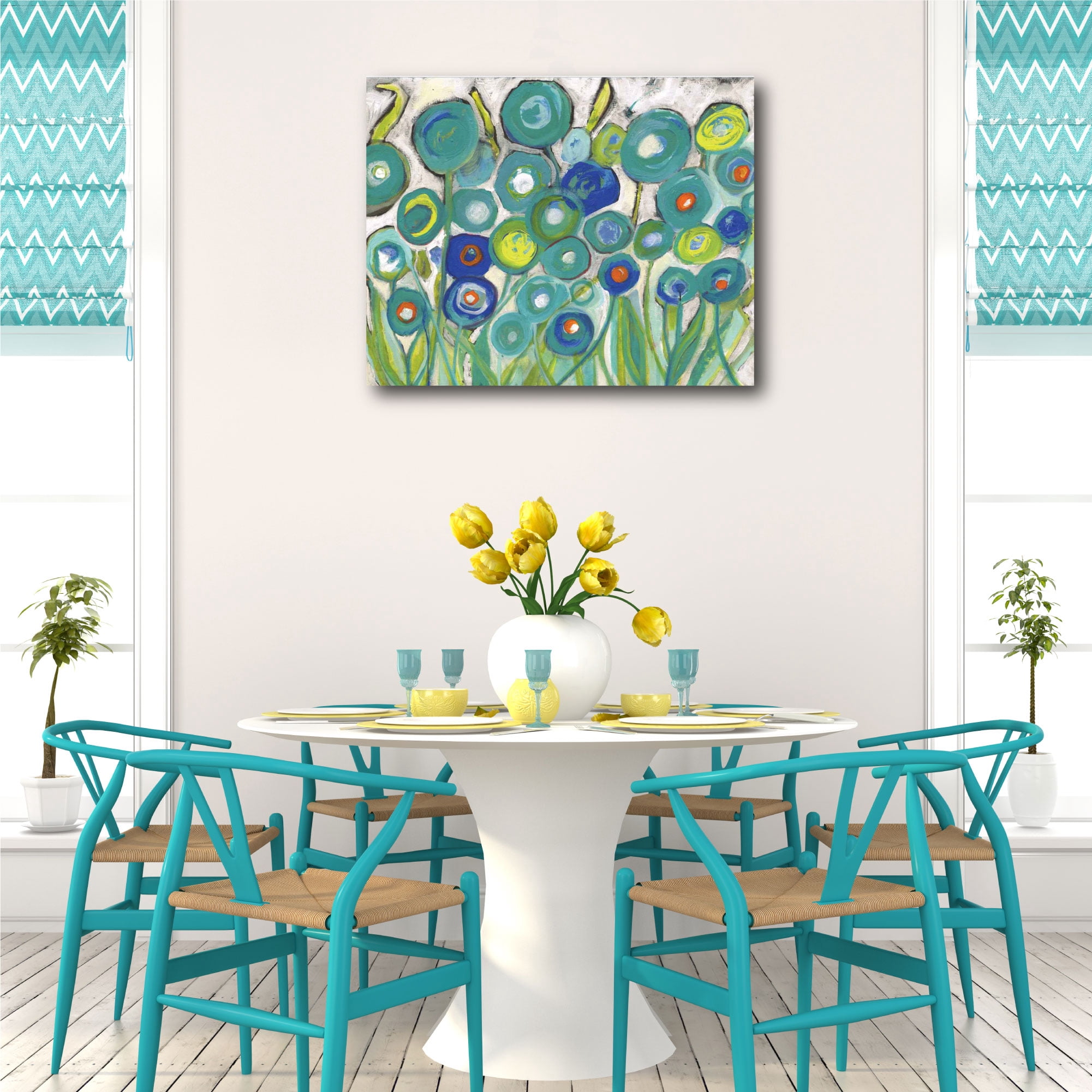 Courtside Market Aqua Floral II Gallery-Wrapped Canvas Wall Art, 16x20