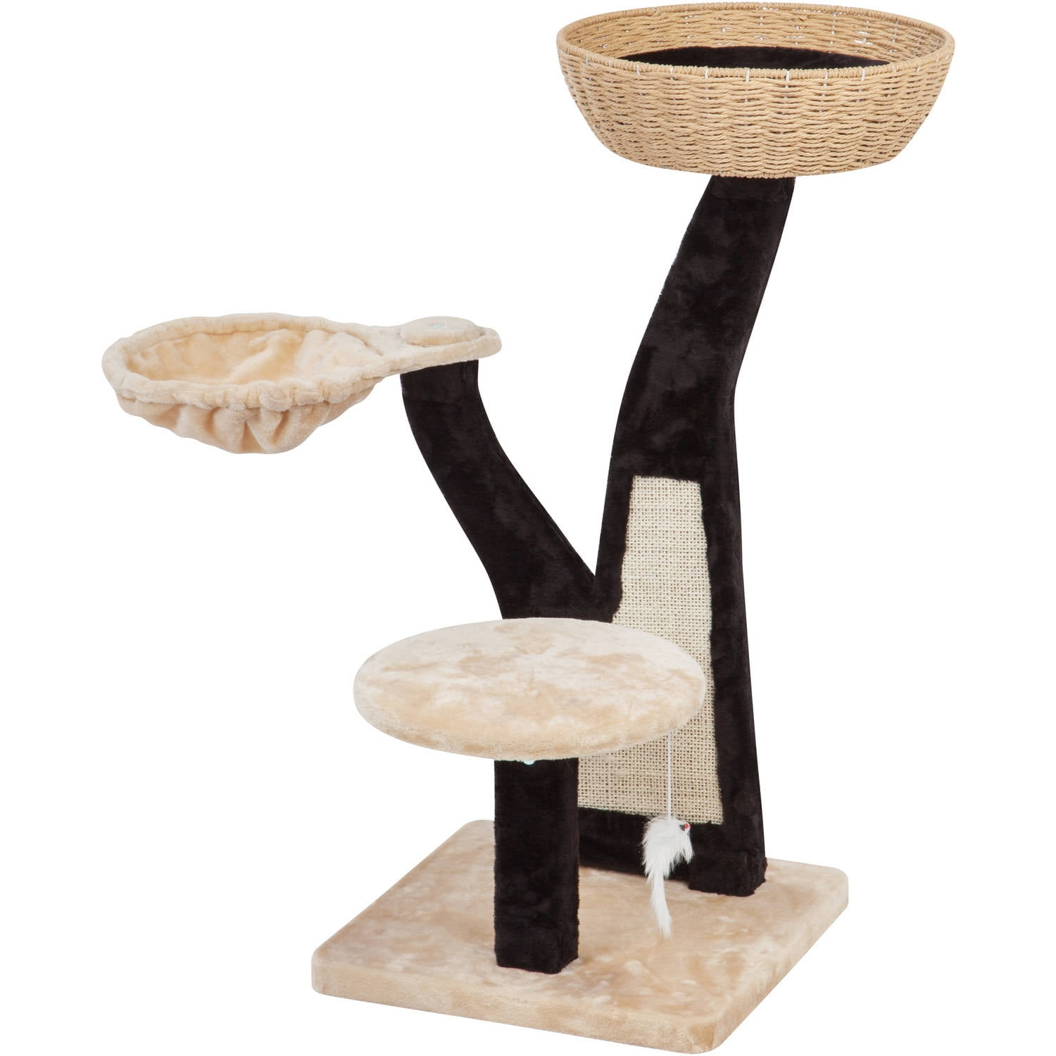 IRIS Plush and Wicker Cat Tree, 3Tier