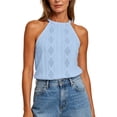 thumbnail image 2 of IUYRTFE Women's Solid Color Halter Neck Sleeveless Tank Top Casual Summer Basic Top, 2 of 5